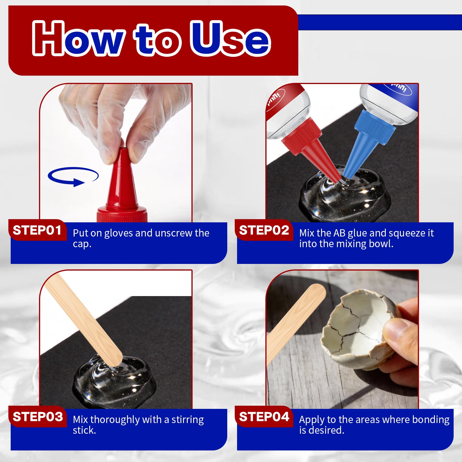 5 Minutes Colle Epoxy, Colle Epoxy Bi-composant, Résine Époxy Transparente à 2 Composants, Résistante à la Chaleur, pour Bois, Plastique, Métal, Verre, Céramique autres Matériaux