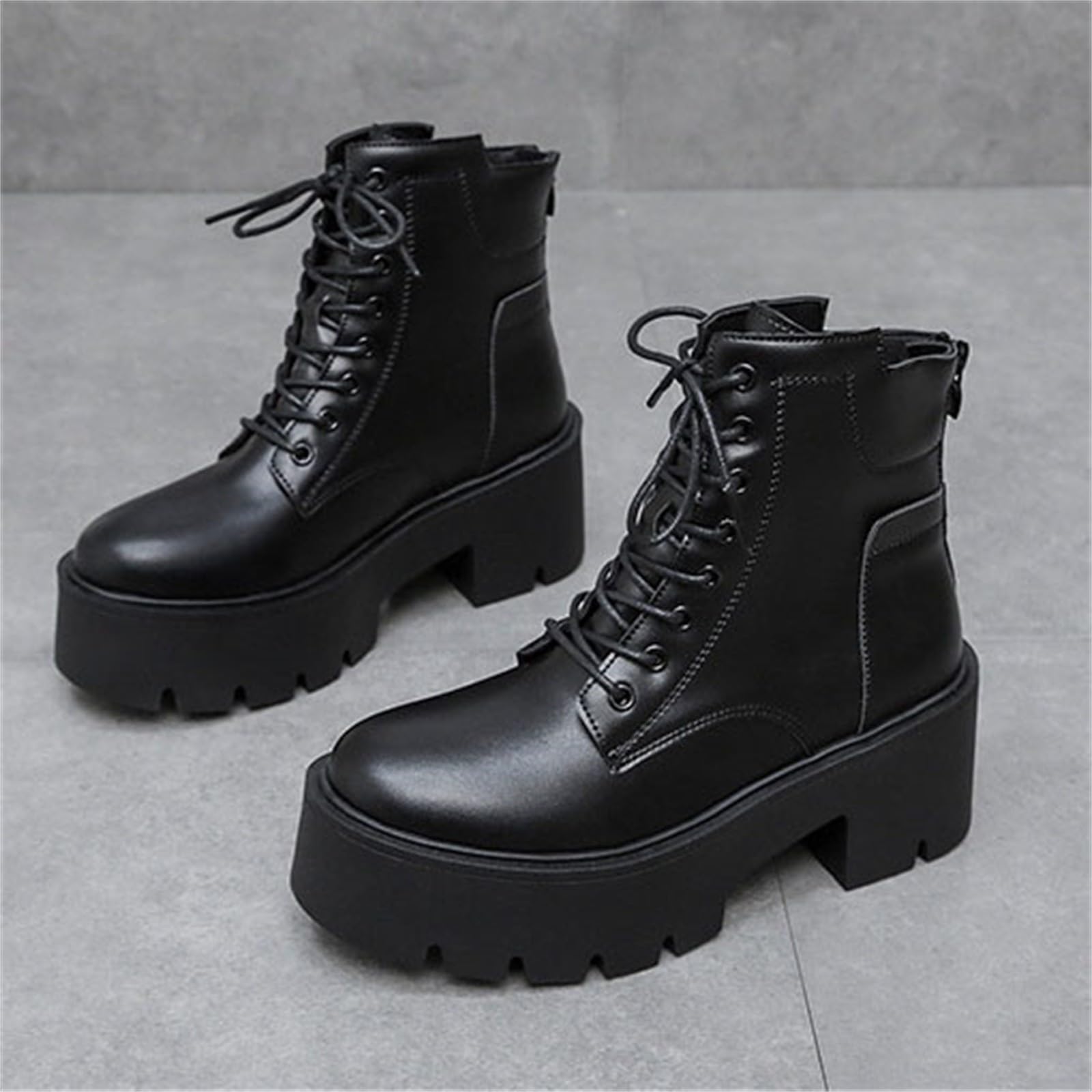 Genérico Botines Mujer Vestir con Cordones Plataforma Botas Punta Redonda Elegantes Zapatos Suaves Cómodas Caminar Bota Informales Antideslizantes Botin para Otoño Invierno Trabajo Paseo y Uso Diario