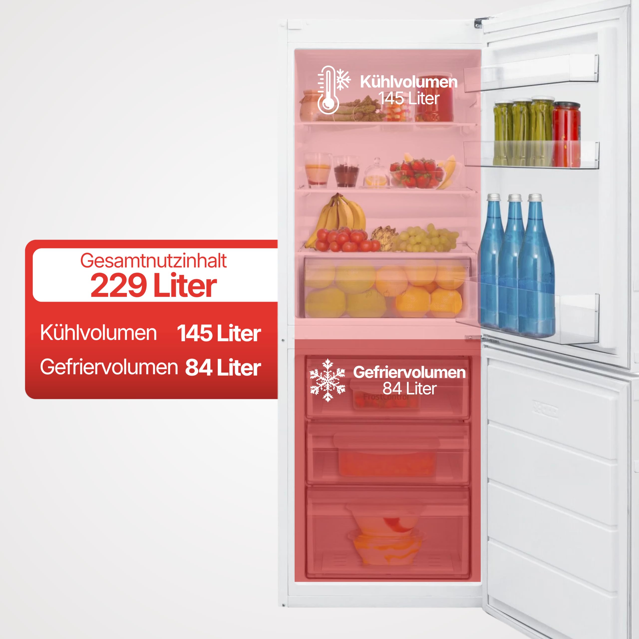 Amica KGCL 385 100 W Kühl-Gefrierkombination, 152 cm Höhe, FrostControl, weiß