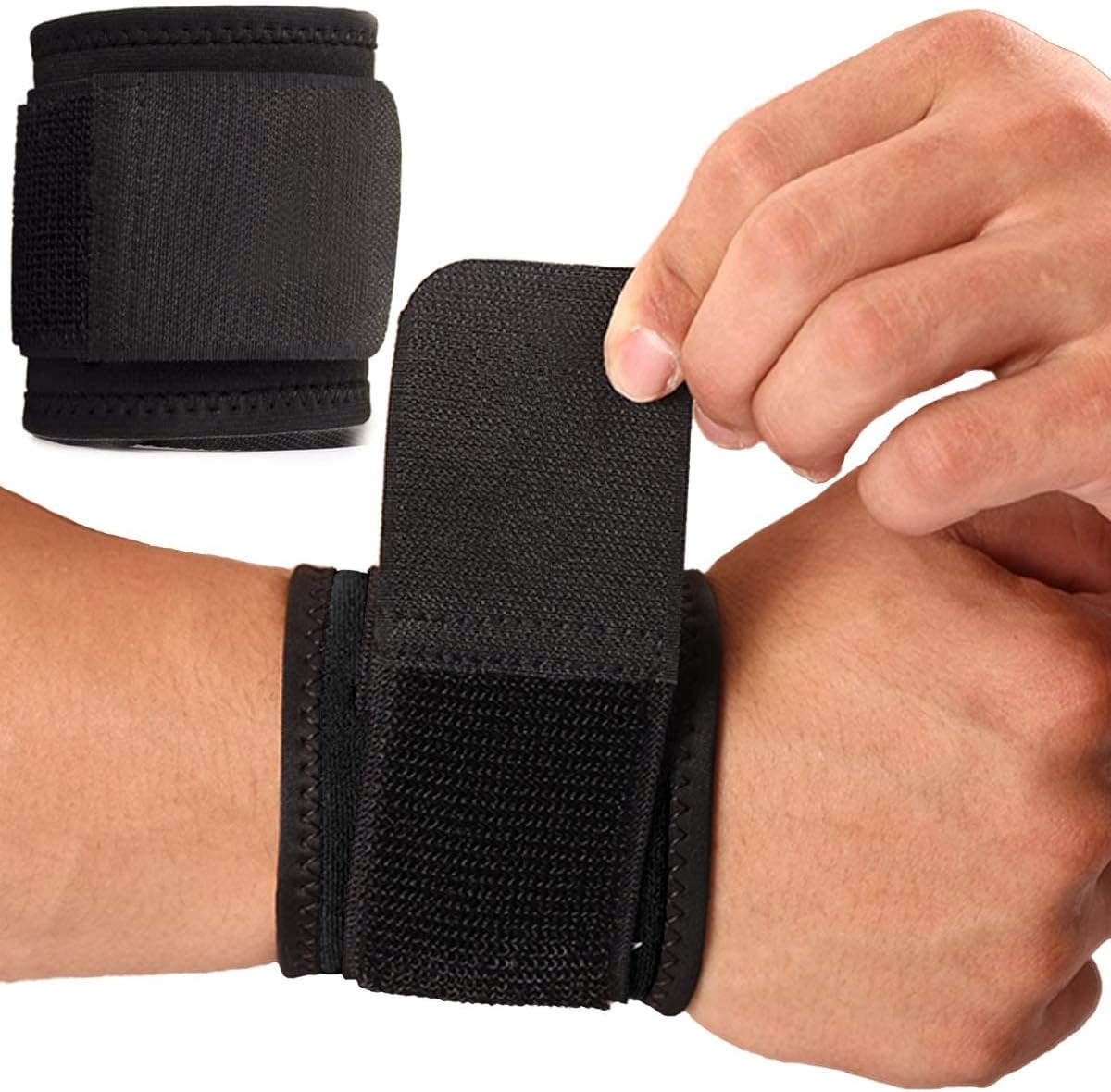 Arabest Wrist Brace, 2 Pack Adjustable Wrist Support, Ergonomic Wrist Compression Strap and Wrist Wrap, Wrist Straps for Fitness, Weightlifting, Tendonitis, Carpal Tunnel Arthritis, Wrist Pain Relief