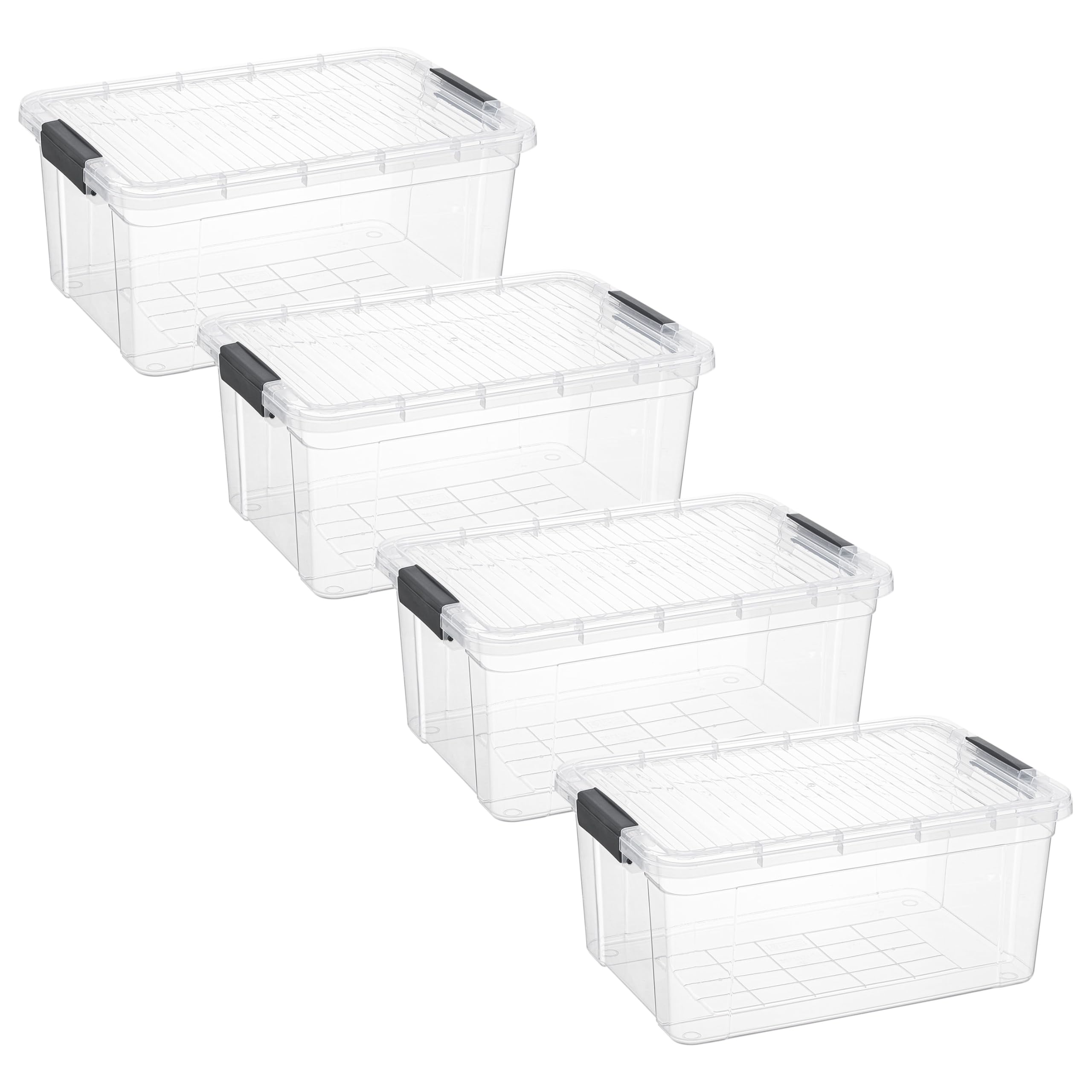 Superio 21 Quart Clear Plastic Storage Boxes with Lids, Stackable Organizer Containers, BPA-Free Storage Bins for Home, Office, School &amp; Dorm, 4 Pack