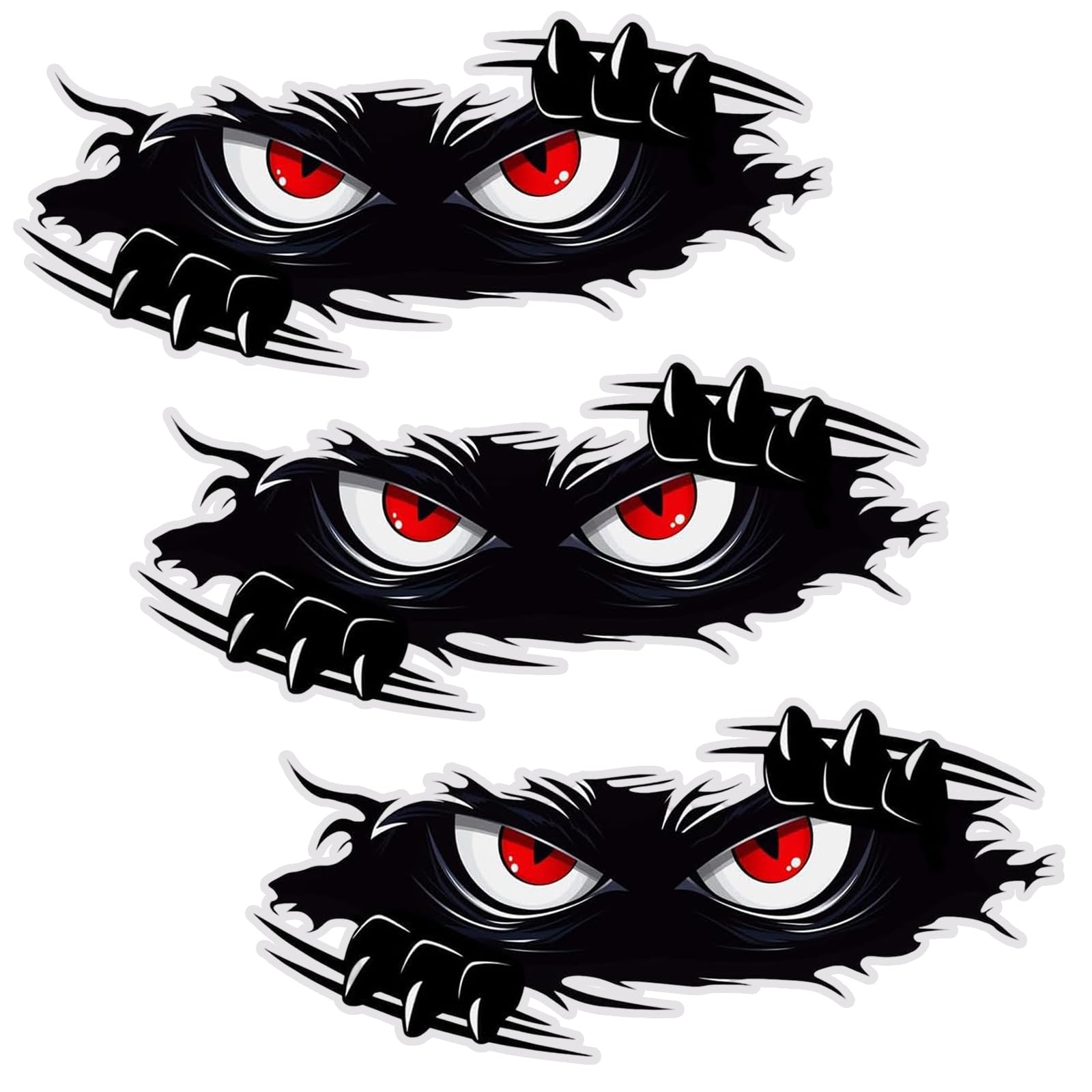 3 PCS Peeking Monster Angry Eyes Car Decals, 9.8×4.3 Inches Large Vinyl Funny Monster Bumper Stickers, 3D Scary Eyes Black Waterproof Removable Decal for Vehicles Windows Laptop