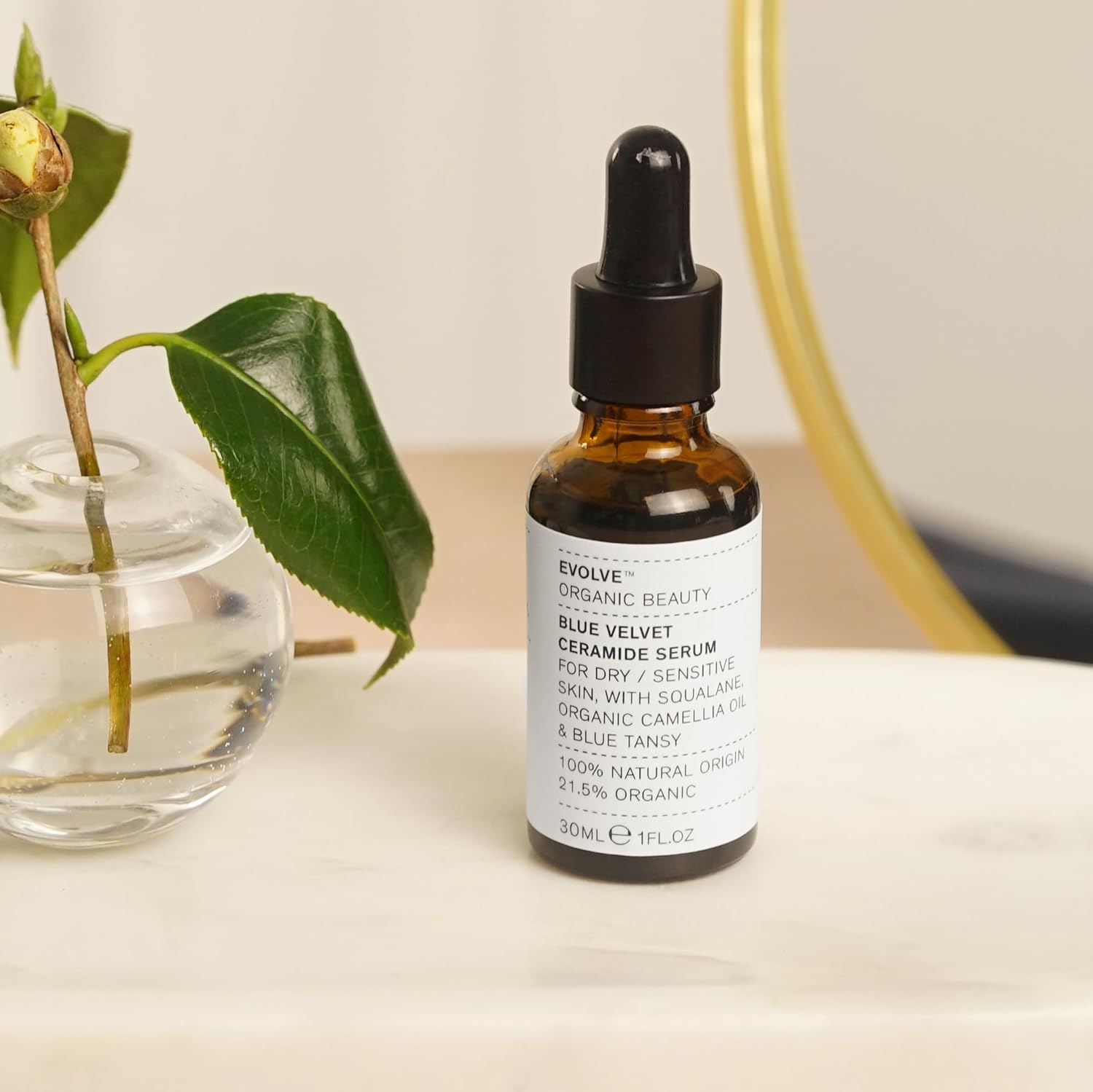 Evolve Organic Beauty - Blue Velvet Ceramide Serum | Hydrate, Nourish, Soothe | Plant-Based Squalane Oil, Camellia Oil, Blue Tansy | Small Batch, Vegan Clean Beauty (1 fl oz | 30 ml) Package May Vary