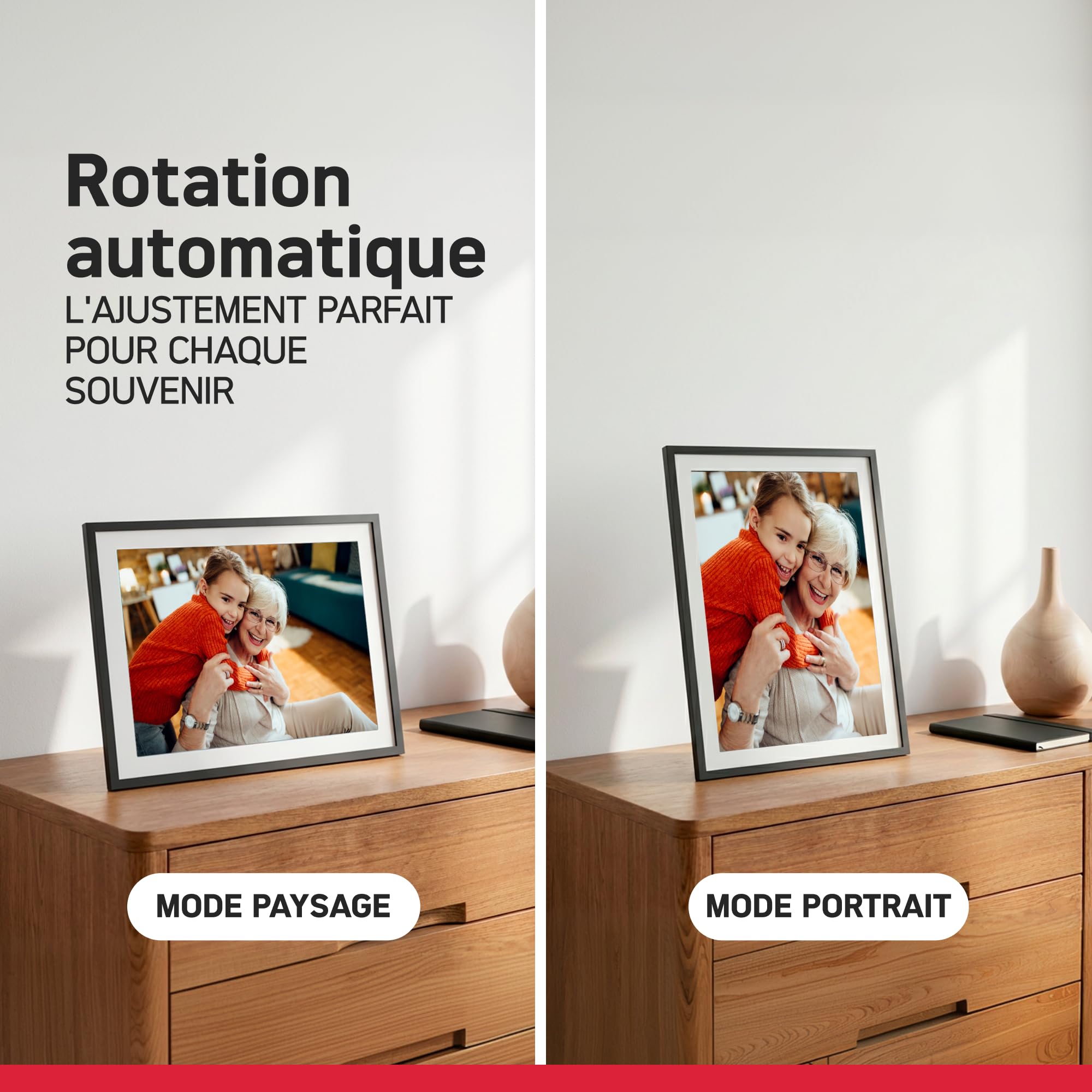 AgfaPhoto Cadre Photo Connecté Realiview APF1000 Wi-FI 10" LCD - Affichage Photos/Vidéos, Horloge, Météo, Rotation Auto, Mémoire 32Go, Appli FRAMEO iOS/Android Incluse - Noir