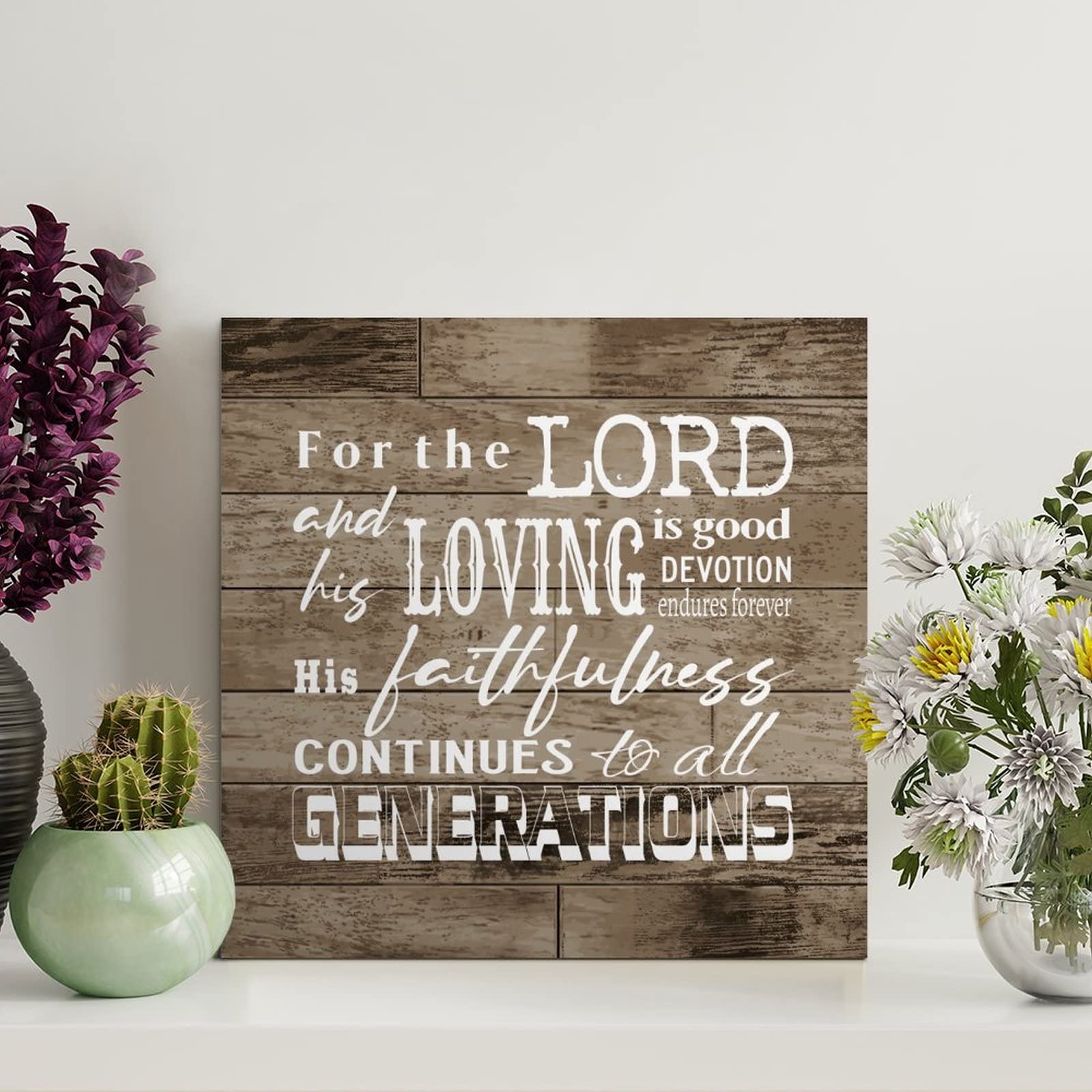 LITTLEGROVE SEEDS Rustic Wood Signs with Sayings For The LORD Is Good, Wood Plaque Farmhouse Decor Wall Art Wall Hanger Sign Wall Decor for Living Room Bedroom New House Gift 8x8in
