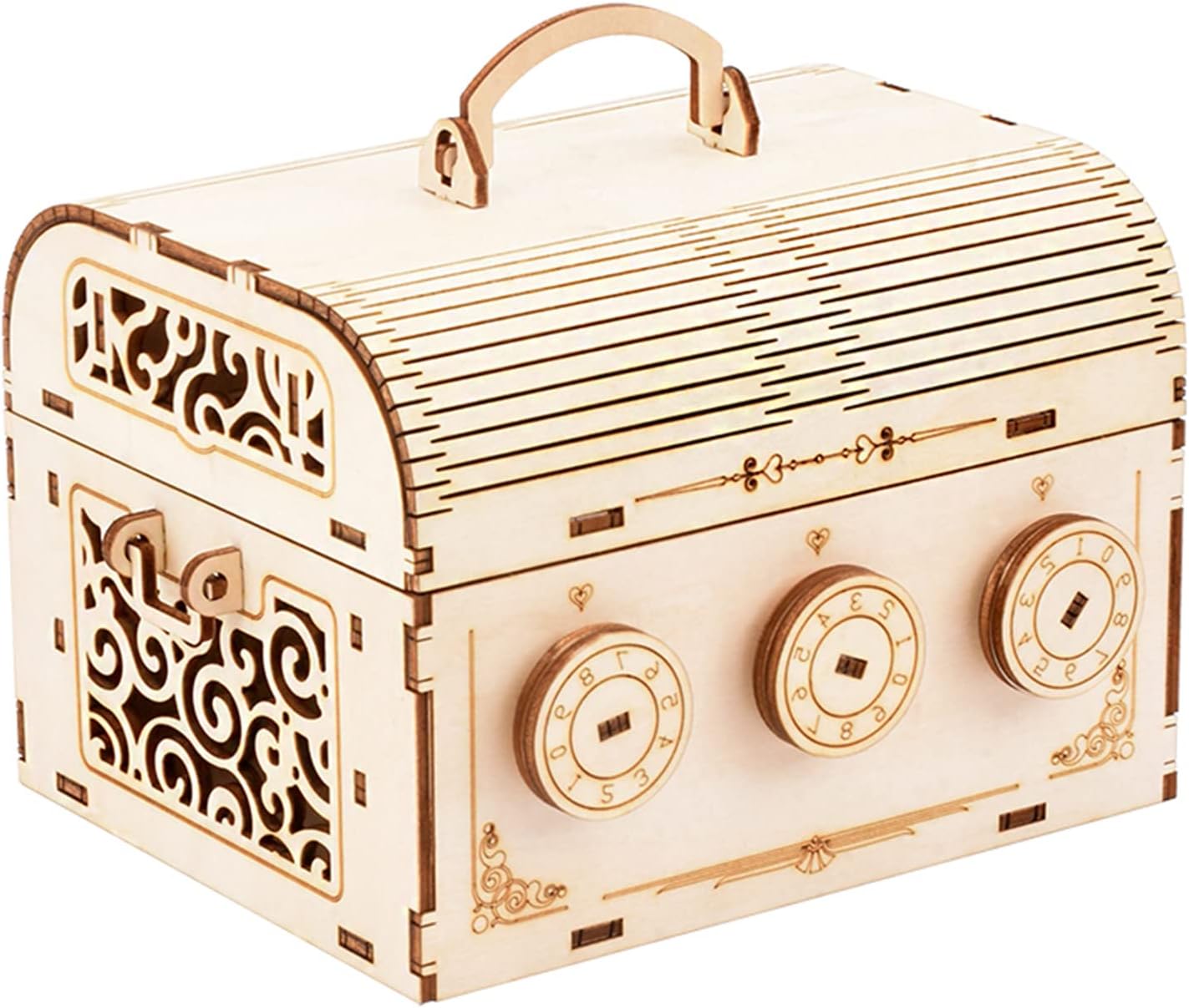 3D Wooden Puzzle DIY Treasure Box Model Building Kits Brain Teaser Educational Toy Birthday Gift for Adults and Kids Age (Treasure Box)