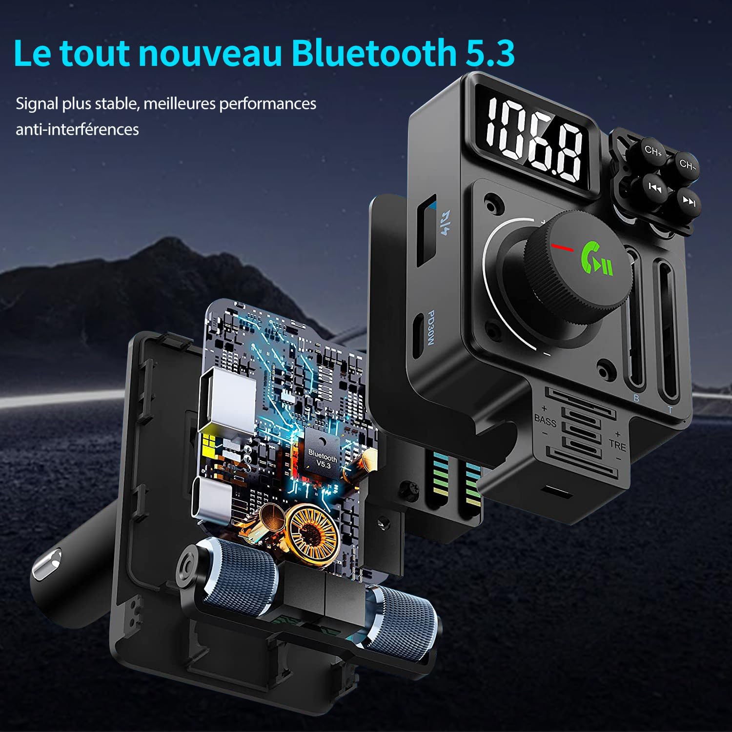 GizoVine Adaptateur Bluetooth pour Voiture - Transetteur F Bluetooth