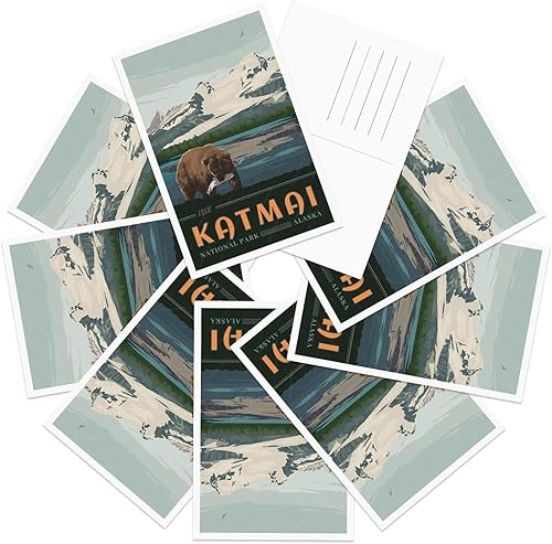 gaeaverse Katmai National Park - Tarjetas postales vintage de 9 piezasjuego de tarjetas de felicitación de los parques nacionales de Estados Unidos