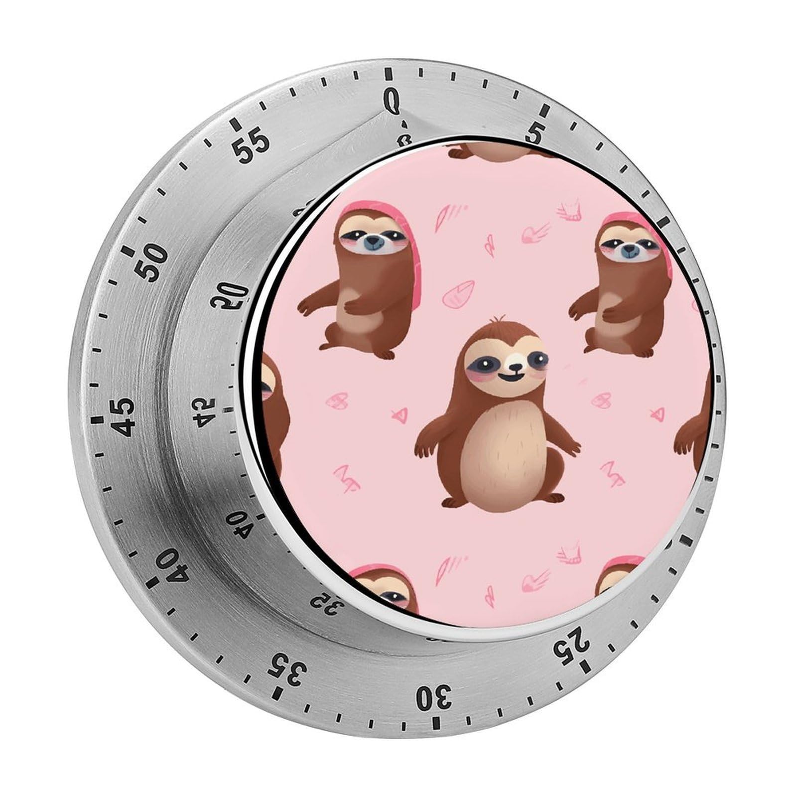 Adfgyerh Style Sloth-Pink Timer For Cooking, Kitchen Timer Magnetic No Batteries Required, Mechanical Timer With Loud Alarm, For Fitness Baking Exercise Oven