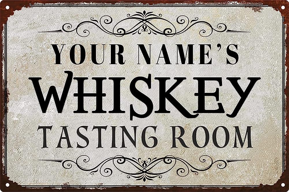 peiyeety Whiskey Tasting Room Sign Tin Sign For Home Decor Cafes Bars Pubs Shop Wall Decor Retro Signs Vintage Metal Tin Sign Print Decoration For Festival Gifts For Friend Family 8"x12"