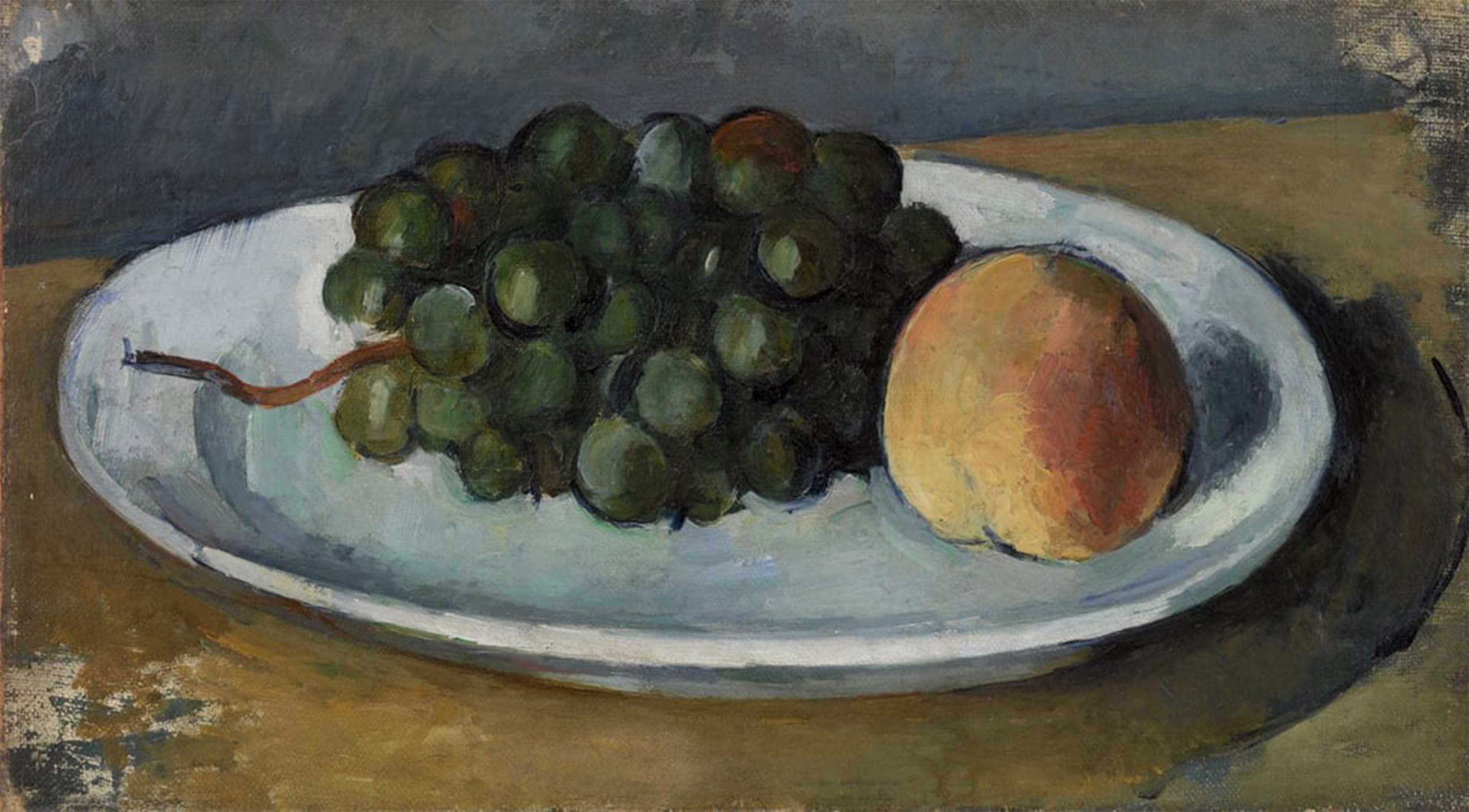 Artxlxxbn No Frame Famous Painting Art Wall Decor Abstract Art Picture Grapes And Peach On A Plate By Paul Cézanne Animal Pictures For Home Decor 60X90cm