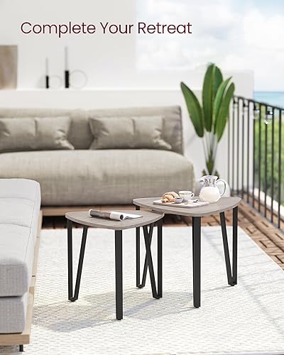 Miniatura 4 de VASAGLE Mesas auxiliares triangulares anidables, mesas auxiliares apilables para sala de estar, mesas auxiliares apilables con marco de metal para