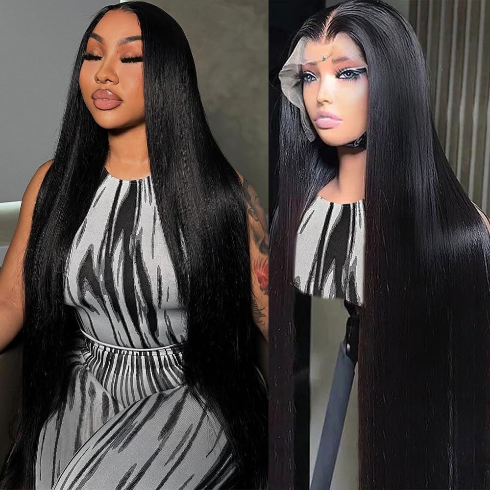 TAIKOU 30 Inch 13x6 Lace Front Wigs Human Hair 200 Density 13x6 HD Transparent Lace Front Wigs Human Hair Pre Plucked Straight Human Hair Wig With Baby Hair For Women