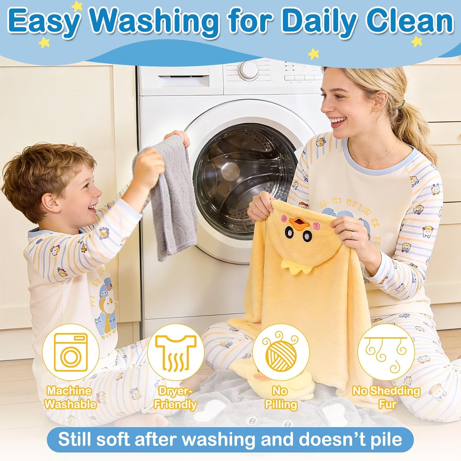 Flasoo 8 Pcs Toddler Towel Set, 2 Pcs Hooded Toddler Bath Towel, Large 55" x 27.5" Toddler Hooded Towel & 6 Pcs Baby Washcloths for Boy Girl 0-5 Year, Soft Gift for Babies, Infant, Newborn Essential