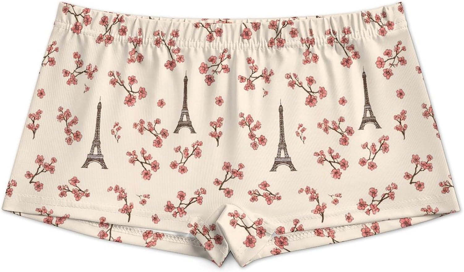 Eiffel Tower Floral Fashion Women's Boxer Briefs Breathable Underpants Trunks Stretch Underwear
