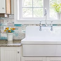 Vista 10 de DEWOO 20 hojas de azulejos de pared autoadhesivos estilo rustico para despegar y pegar para cocina estilo granja, aspecto de madera sintética