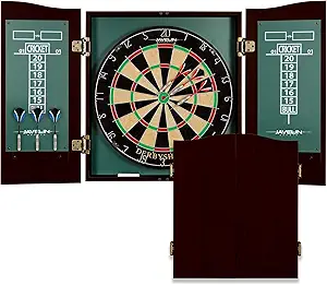 EastPoint Sports Official Size Dart Board Cabinet Set- Easy-Assembly & Complete with 6 Deluxe Steel Tip Darts and Accessories -Premium Darts Set with Scoreboard for Bar Games & Indoor Games