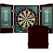 EastPoint Belmont Dart Board Cabinet, 6 Steel Tip Darts, Game Room Decor