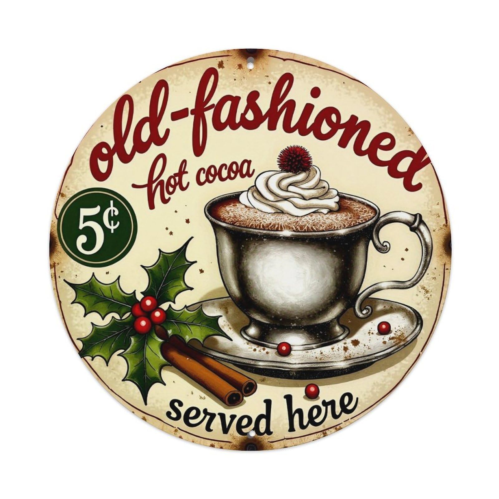 Jdyansheng Vintage Old Fashioned Hot Cocoa Sign Tin Sign Metal Poster Metal Signs For Home Man Cave Bar Cafe Kitchen Laundry Room Wall Decorations 8X8 Inches