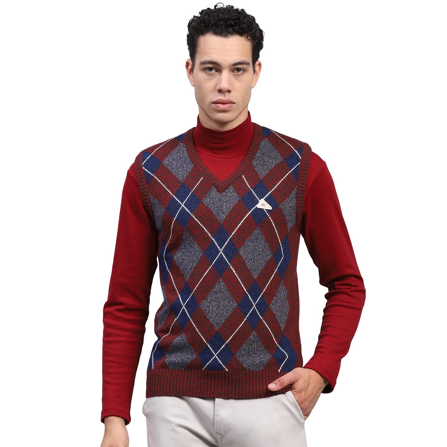 monte carlo Mens Geometric V Neck Sleeveless Sweater (1239196SL)-picture-18