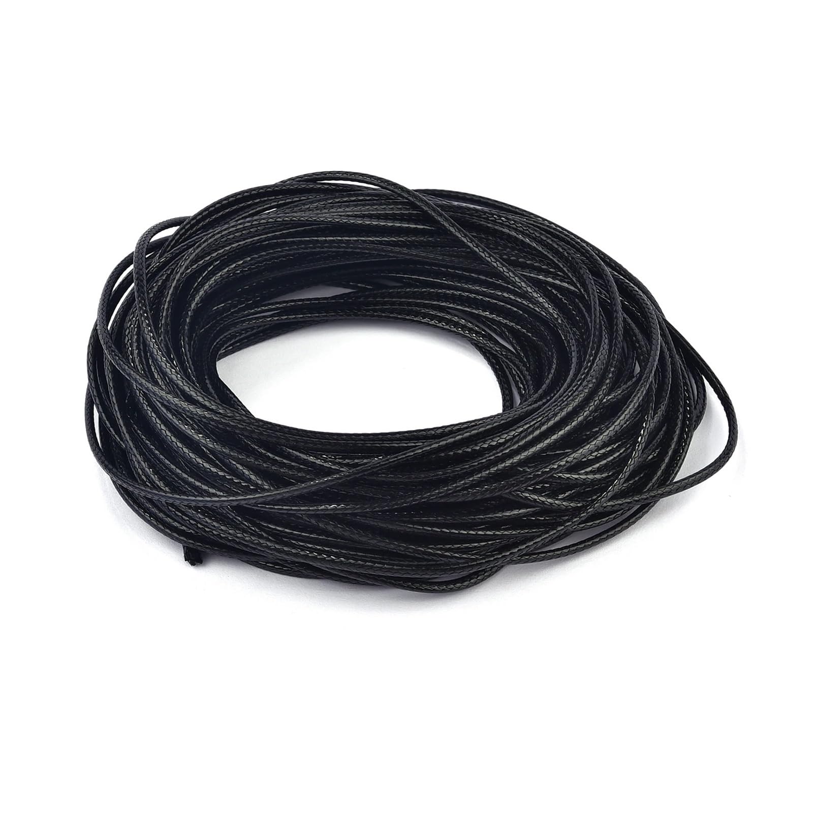 Genuine Round Leather String Cord, Cowhide Leather Rope 1-3mm Multicolor 5m(Black,2.5mm)