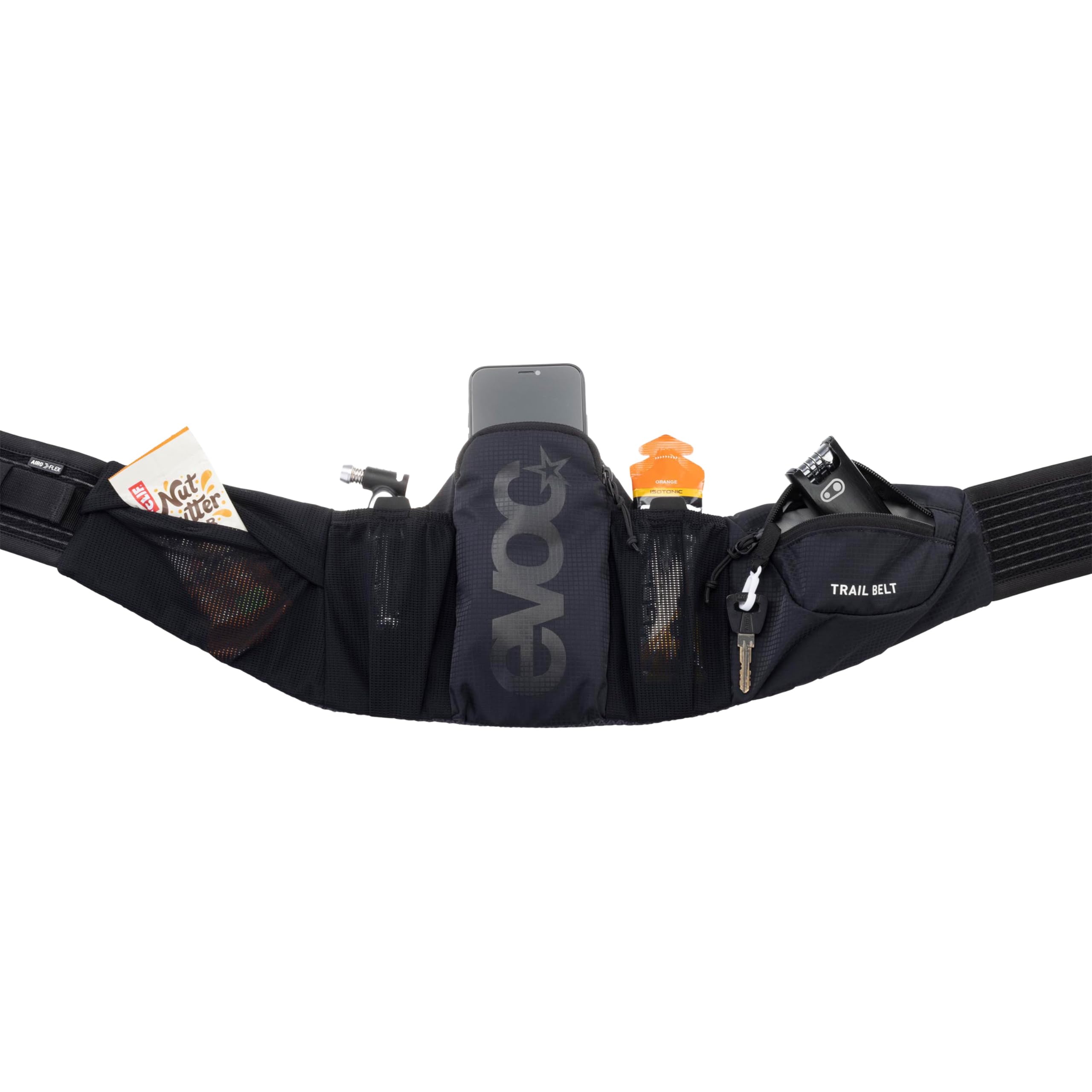 Torba biodrowa EVOC TRAIL BELT, torba na pasek (dla smartfonów do 6,4 cala, ergonomiczna konstrukcja, AIR TUNE SYSTEM, elastyczny pas biodrowy AIRO FLEX), czarna