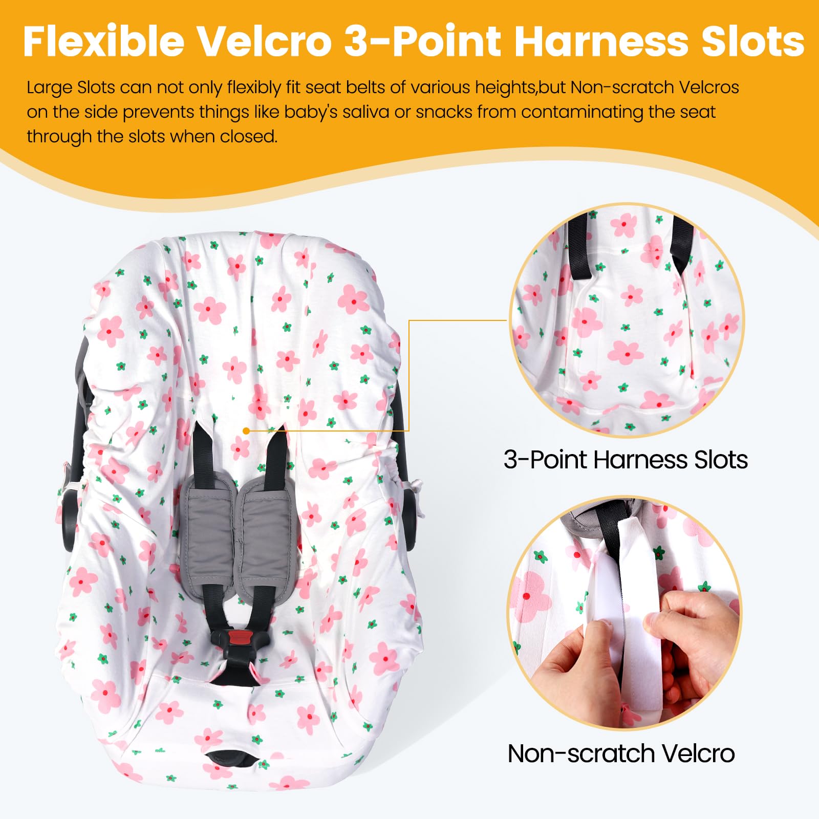 Orzbow Infant Car Seat Cover Liner, Universal Fit Carseat Protective Cover, Made of 100% Cotton - Breathable Prevent Wear & Dirt Suitable Travel Systems (0-12m), Easy to Clean, Machine Washable, Pink