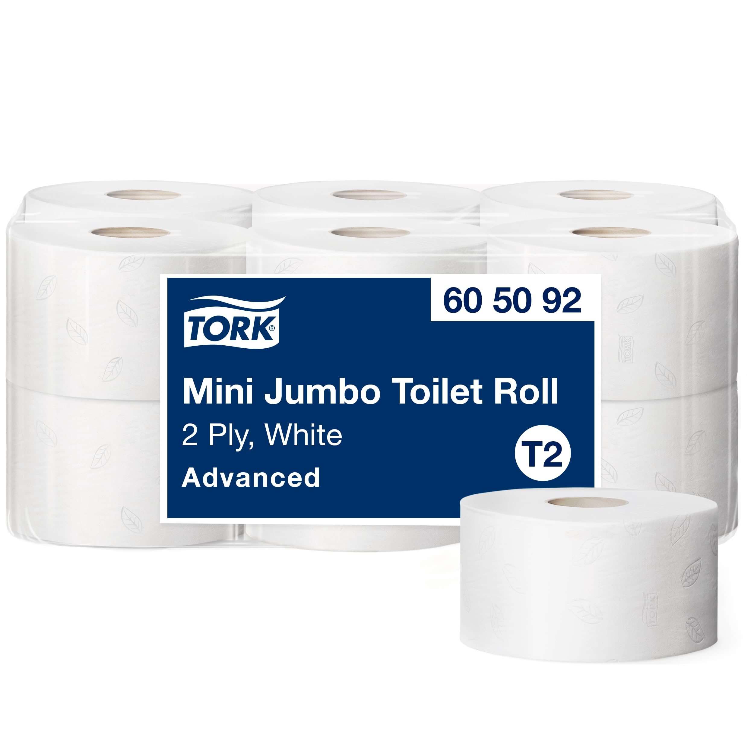 Tork Mini Jumbo Toilettenpapier Weiß T2, Advanced, 2-lagig. 12 × 160 Meter, 605092