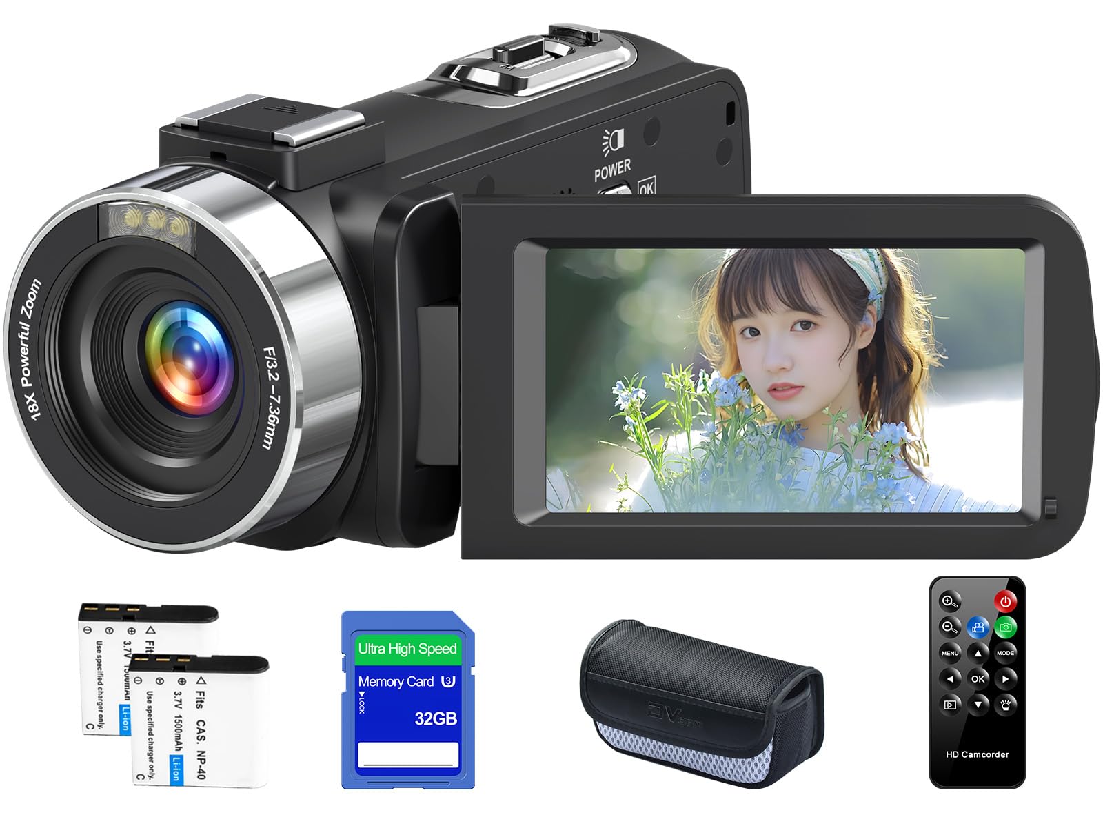 Amazon | ビデオカメラ 4K録画 8000万画素 Vlogging カメラ 3.0