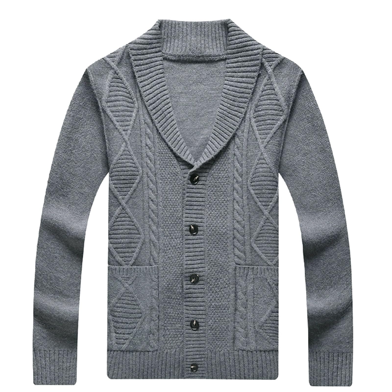 Cardigan Hombre Punto, Chaqueta Lana Hombre con Cuello En V Manga Larga Suéter De Punto con Botones Elegante Ajustado Cárdigan Ligero con Bolsillos para La Moda Diaria Y Comodidad