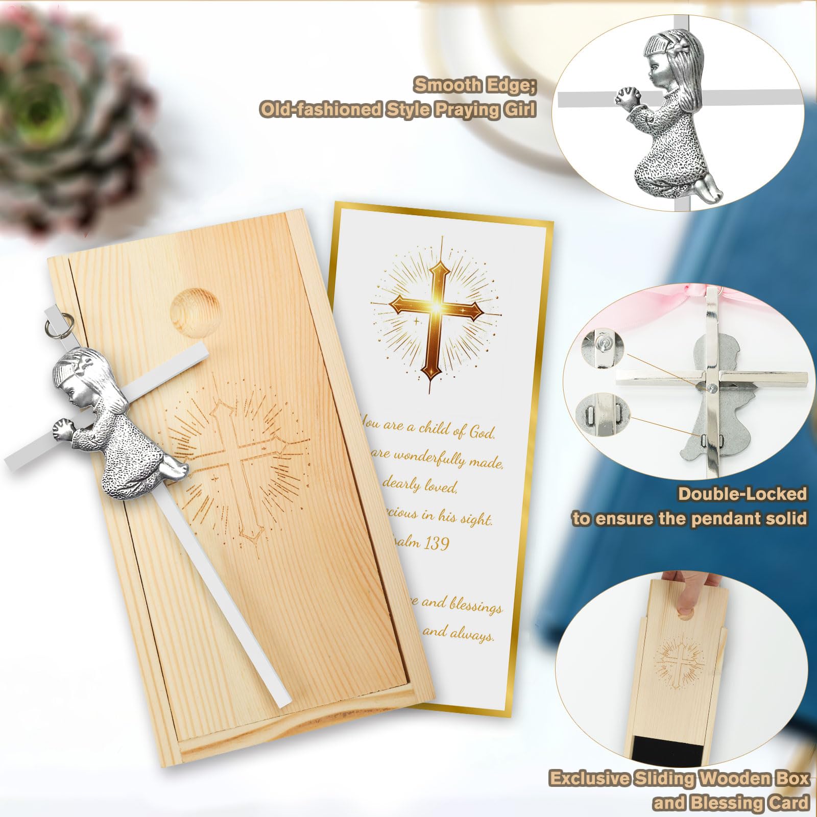 Regalos de bautizo para niños y niñas, regalos de primera comunión para niños, bautizo, fiesta de baby shower, cruz de oración de 6 pulgadas