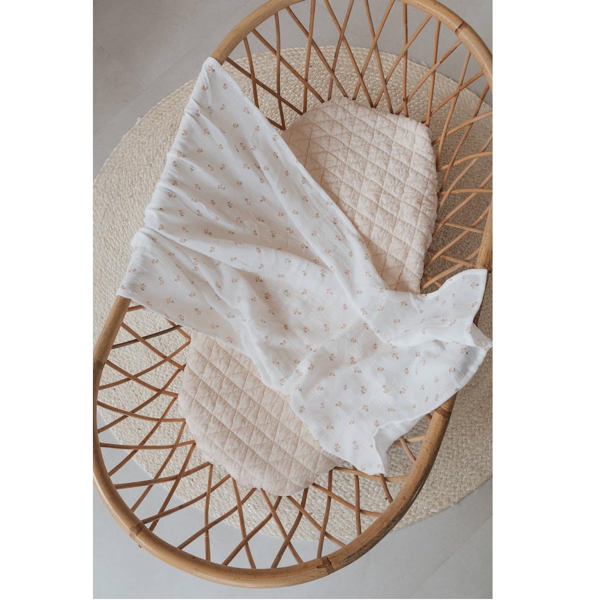 BAMBOOM Lenzuola Per Culla/carrozzina 75x100cm Con Federa Print Rosehip