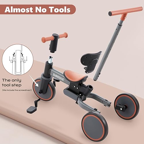Miniatura 10 de Triciclo 5 en 1 para niños pequeños de 18 meses a 5 años, bicicleta para niños, triciclo para niños con mango de empuje y respaldo, bicicleta de