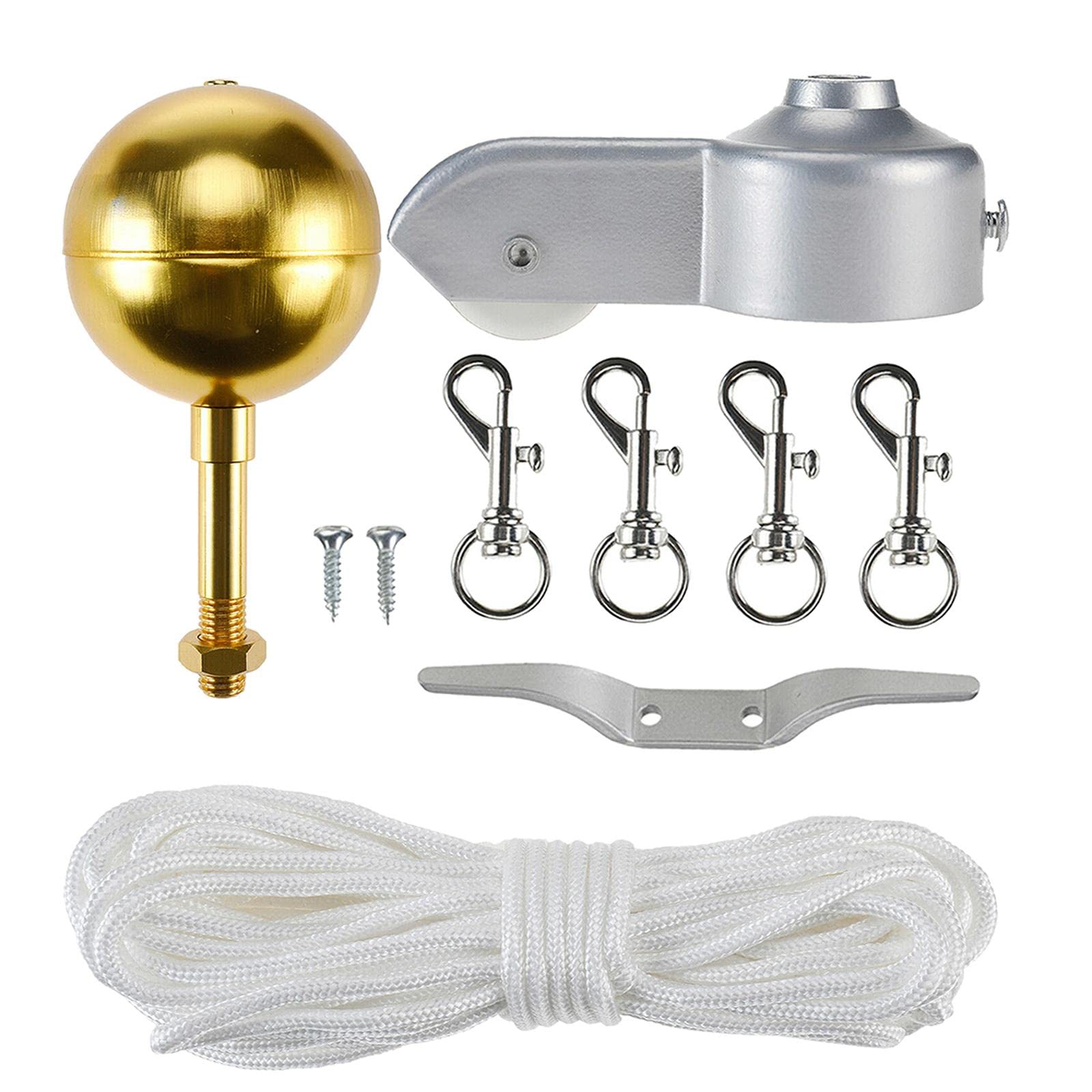 1pcMarkPole Hardware Kit 3" Topper Gold Ball 4 Flagpole Swivel Snap Clips-image-42