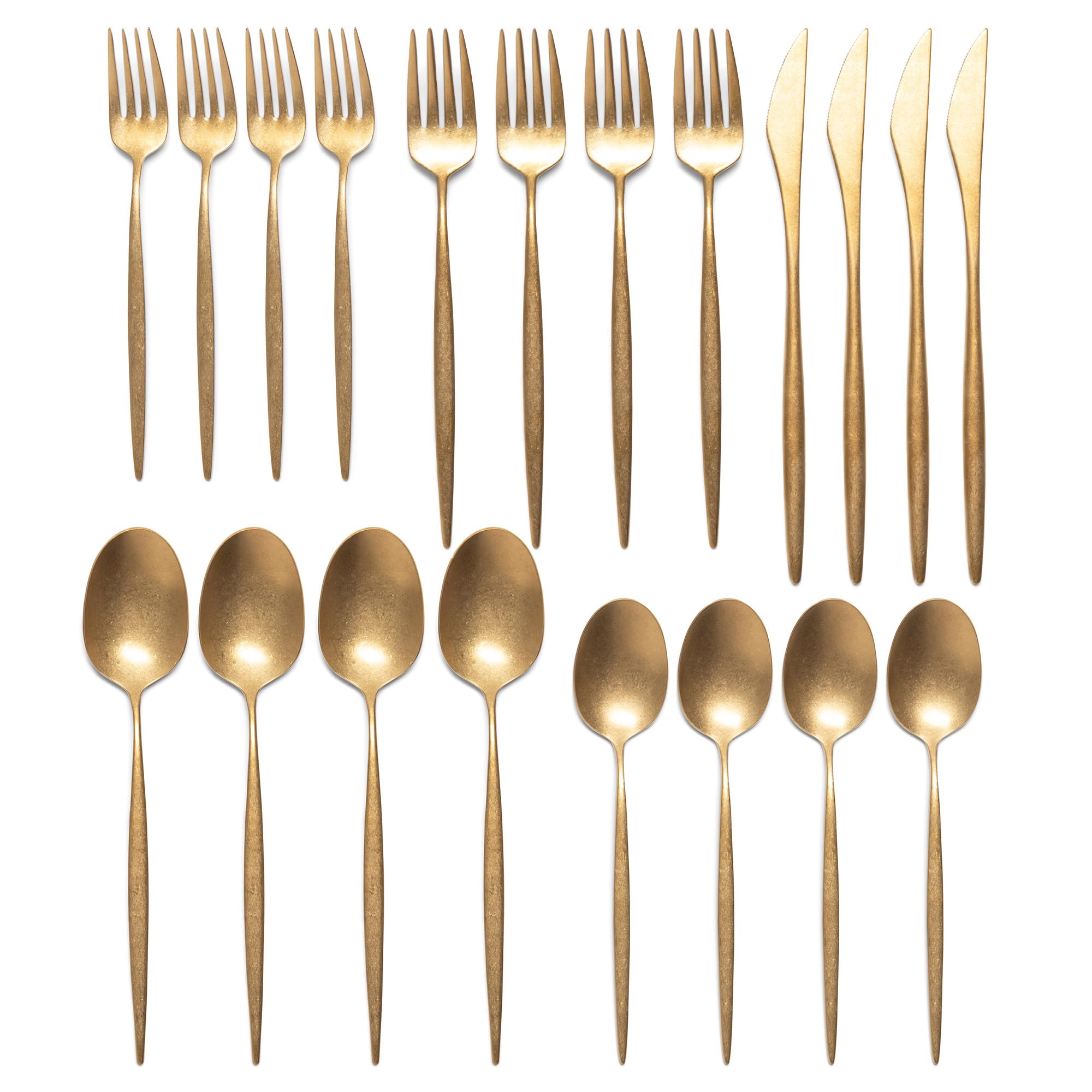 Luxury Vintage Flatware 20-Piece Set – Service for 4, Premium Stainless Steel with Weighted Handles, Aged Heirloom Finish, Dishwasher Safe, Elegant and Modern Cutlery (Vintage Black) — Amazon image 7