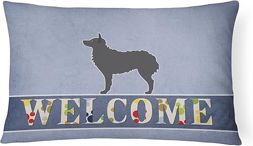 Caroline's Treasures BB5525PW1216 - Almohada decorativa de tela de lona de bienvenida de perro pastor croata, lavable a máquina, almohada decorativa