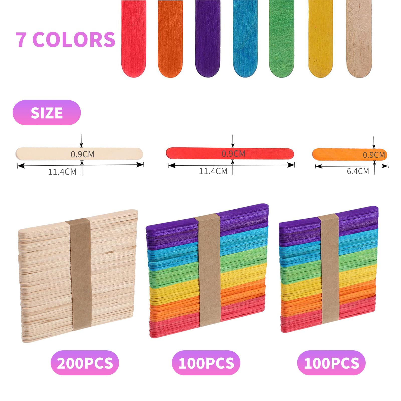 Ensemble De 100 Tiges Batonnet Bois, Batonnet De Glace,Bâtons De Bois