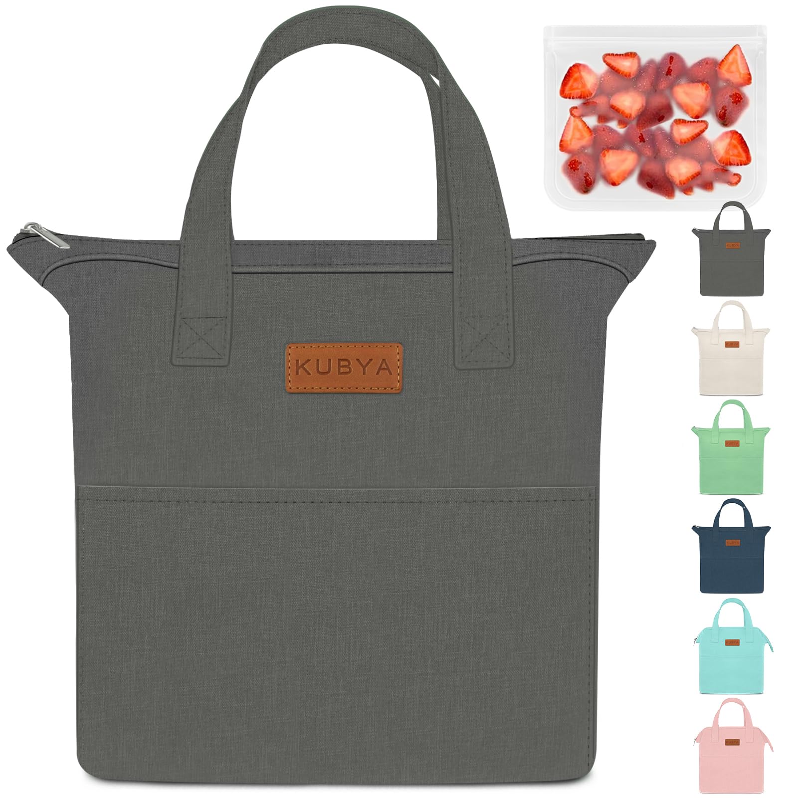 KUBYA Lunch Box for Women, Lunch Bag for Women Men Adult Simple Lunchbox Reusable Insulated Lunch Boxes Large Capacity Lunch Tote Bag Cute Food Storage Bags for Work, Office or Picnic