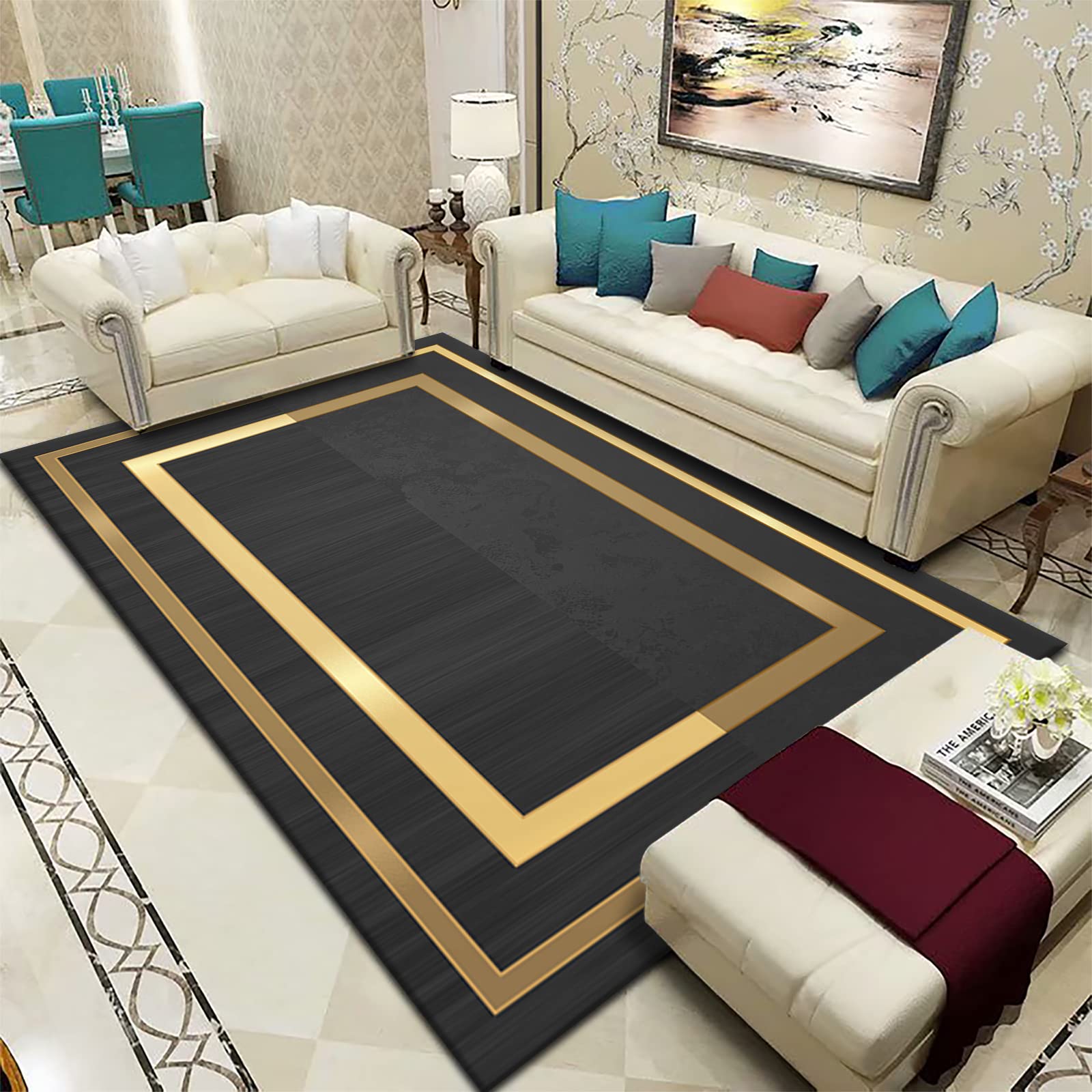 Tapis moderne rectangulaire haute densité pour une décoration élégante