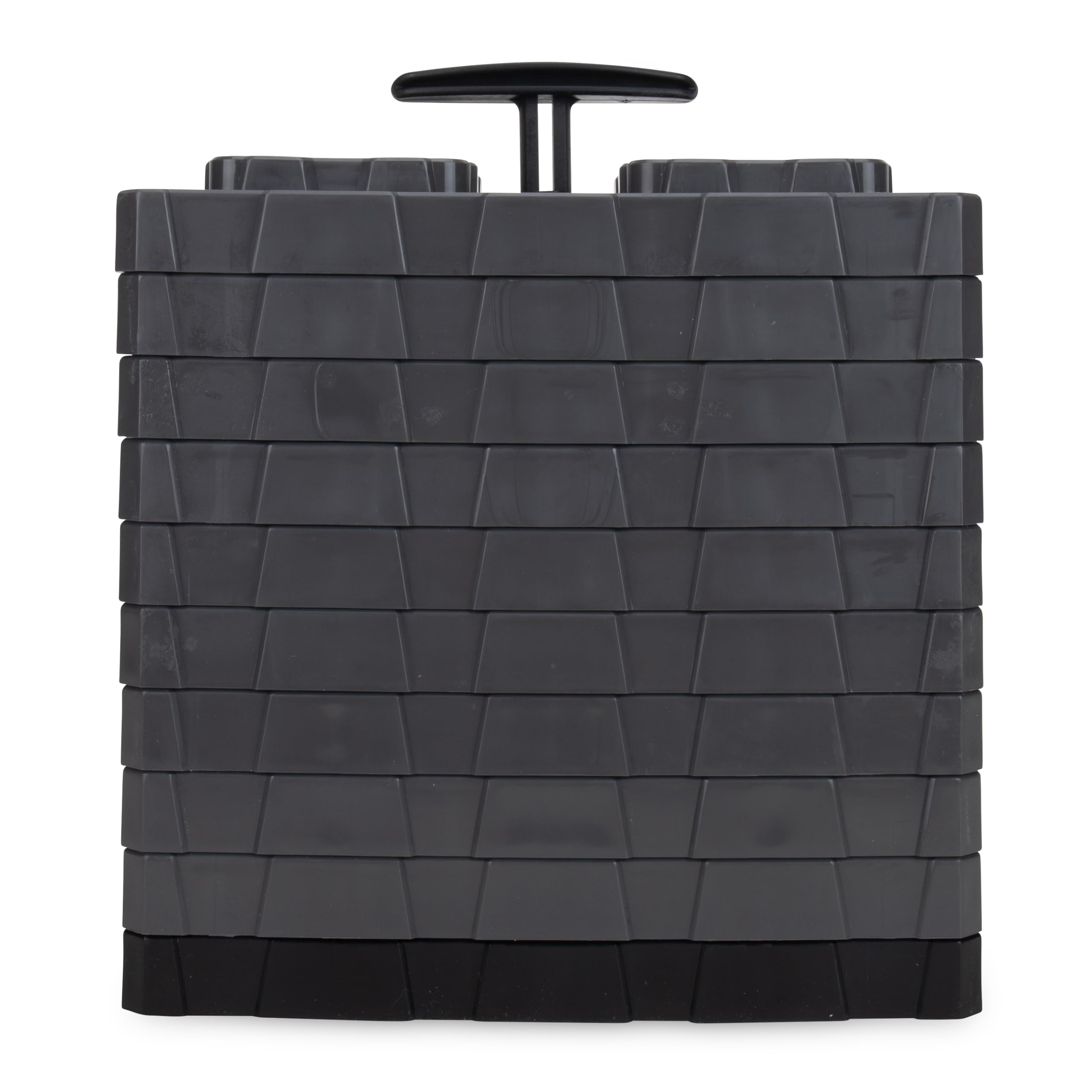 Camco Fasten 21026 Lot de 10 Blocs de nivellement XL 2 x 2 – Design emboîtable permettant d'empiler à la Hauteur souhaitée – Comprend Un système de Transport sécurisé avec poignée en T – Gris