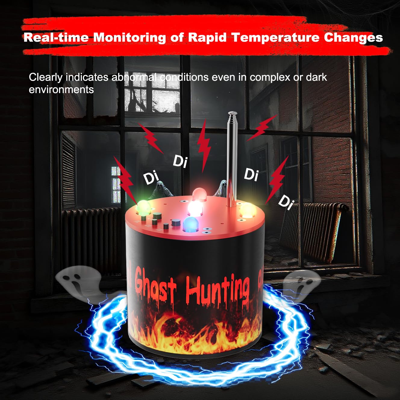 Upgrade EMF+ATDD Ghost Hunting Equipment, 40% More Sensitive Antenna, 5 Levels Adjustable, Auto Calibration, Paranormal Surveillance, emperature Deviation Detection, Aluminum