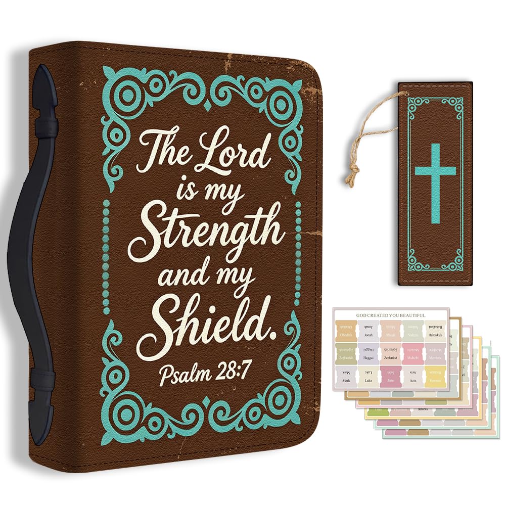 TNKBREEZE Vintage Bible Cover for Men Dark Brown PU Leather Bible Case