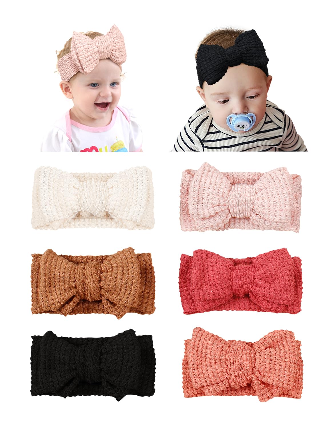 ZURLEFY Stretchy Baby Girl Headbands Bows, Infant Headband Bows for Baby Bonnet Newborn Head Wraps Toddler Unisex (TD009)