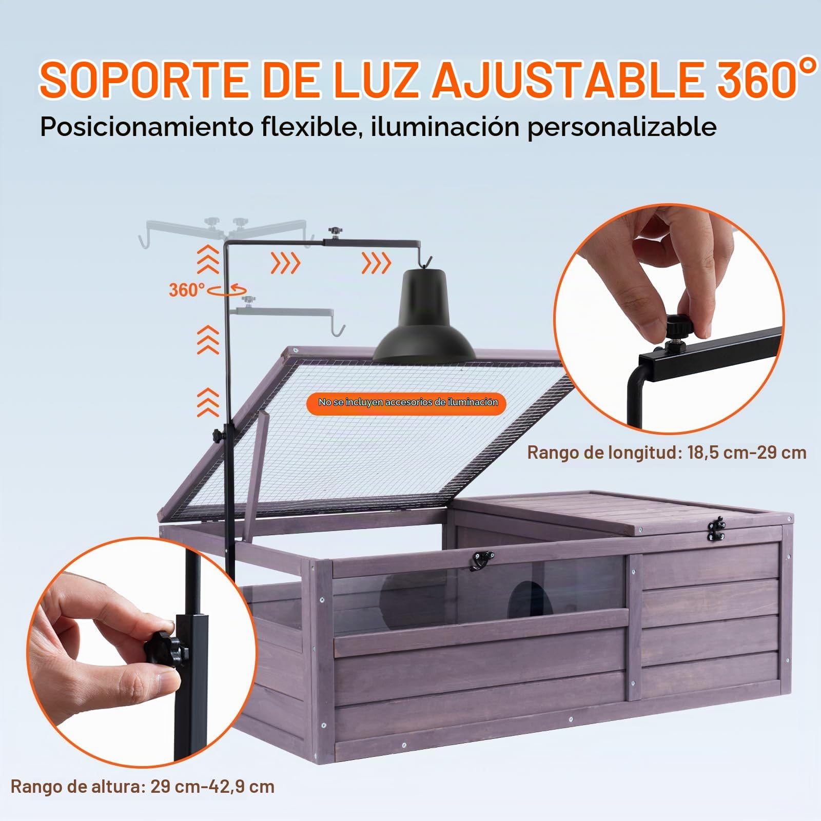 VEVOR Casa para Tortugas Hábitat de Tortugas Interior Exterior Caseta de Madera para Tortugas con Soporte de Iluminación Colgante para Reptiles, Animales Pequeños, Lagarto, Serpiente, 96,5x61x33 cm
