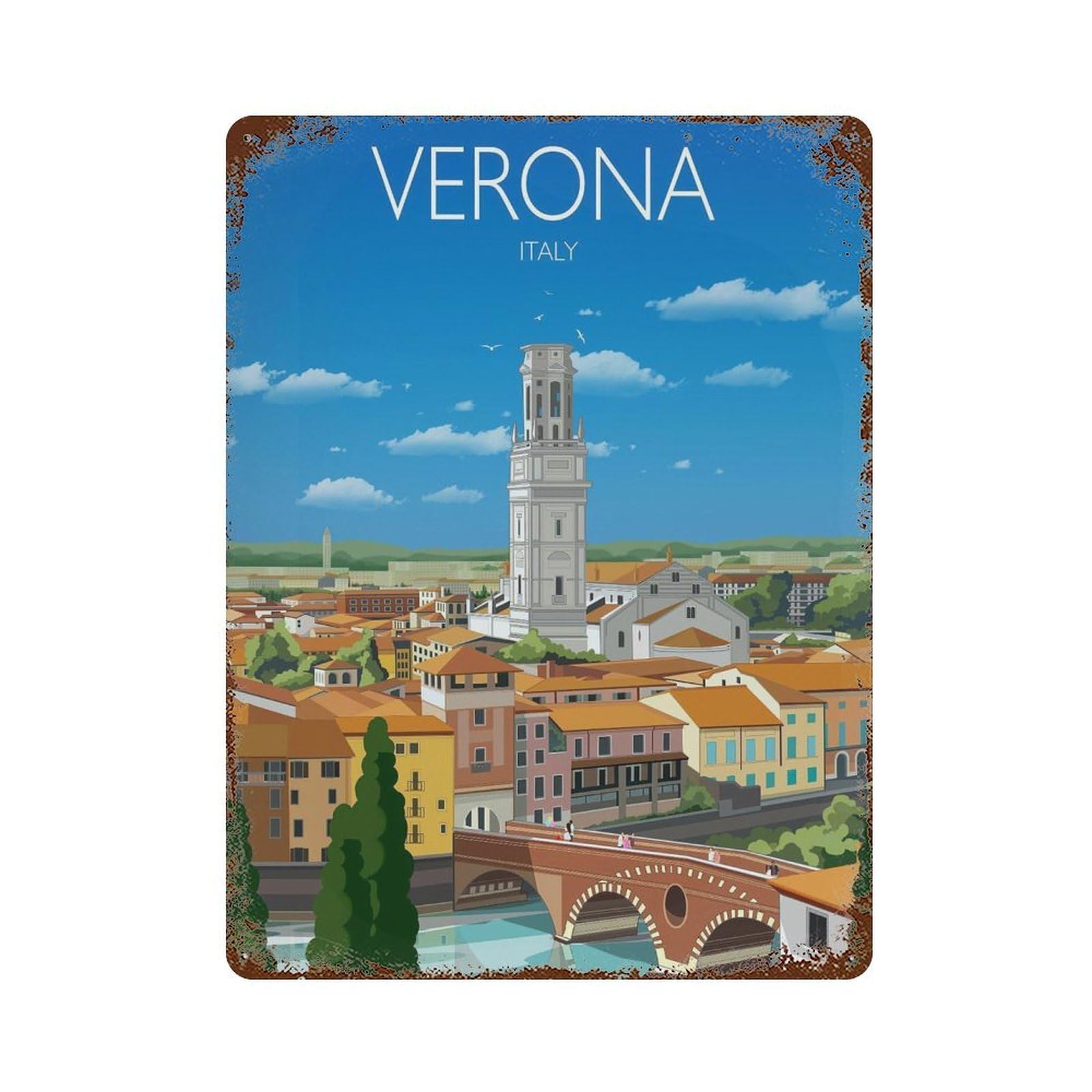 xiaoxiaoshen Travel of Verona Italy (2) Wall Decor Art Metal Tin Poster Modern Home Decor Art Home Bar Shop Decorations Vintage Sign 40x30cm