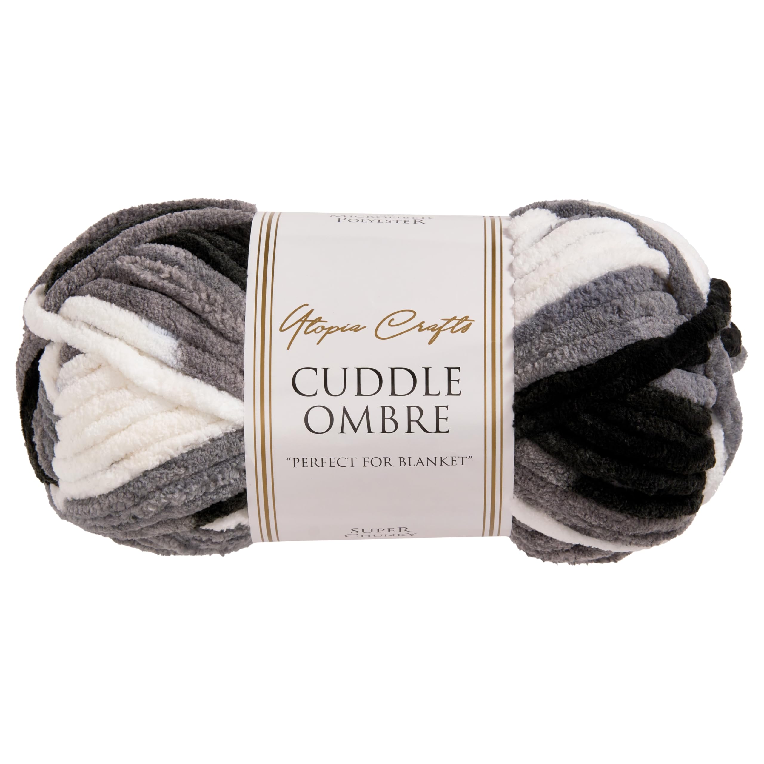 Utopia Crafts Cuddle Ombre Super Chunky Chenille Soft Yarn for Knitting and Crochet 100g (Monochrome Mist)