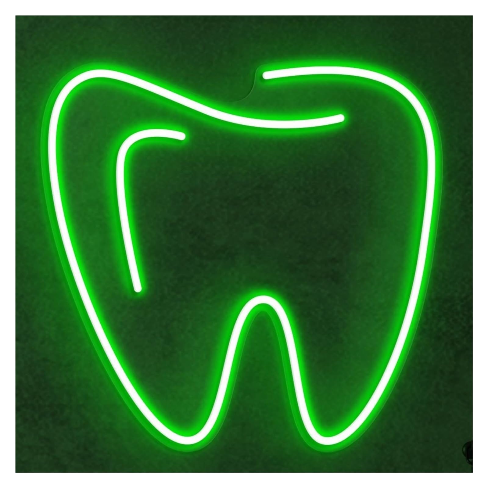 RONGCH Hanging Art Signs Tooth Neon Sign, Suitable for Dental Clinic Decor with Brightness Adjustable 38cm(Green)