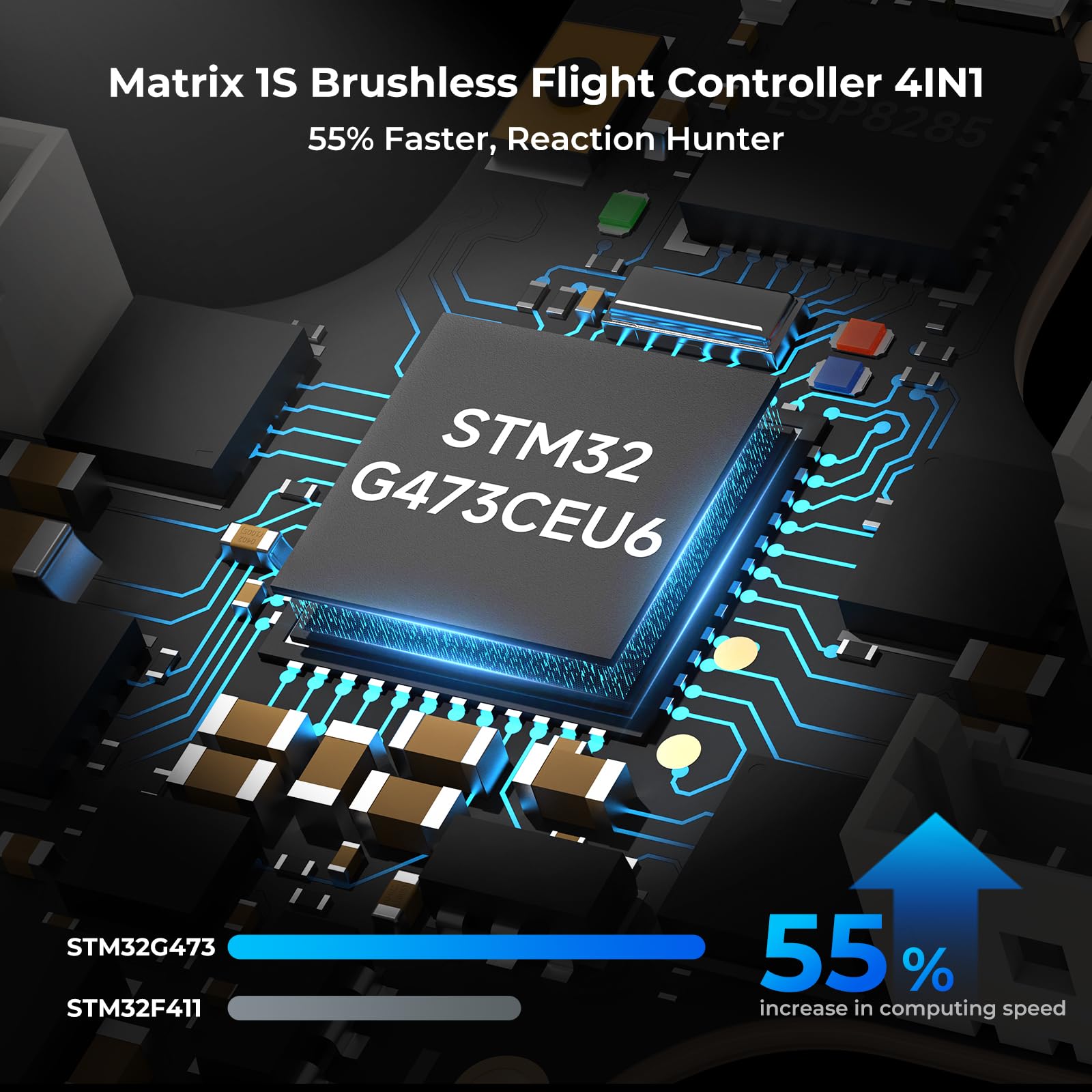 BETAFPV Matrix 1S G4 4IN1 1S Brushless FC 12A ESC ELRS for DIY Flexibility | Equipped with Built-in OSD for Analog Mastery, 5V 3A BEC, High-Capacity 16MB Blackbox & Soldering Pads for External VTX