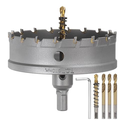 Miniatura 16 de HARFINGTON Kit de sierra de agujero de carburo de 1.890 in (1-57/64 pulgadas), juego de cortador de agujeros de metal con 5 piezas de brocas