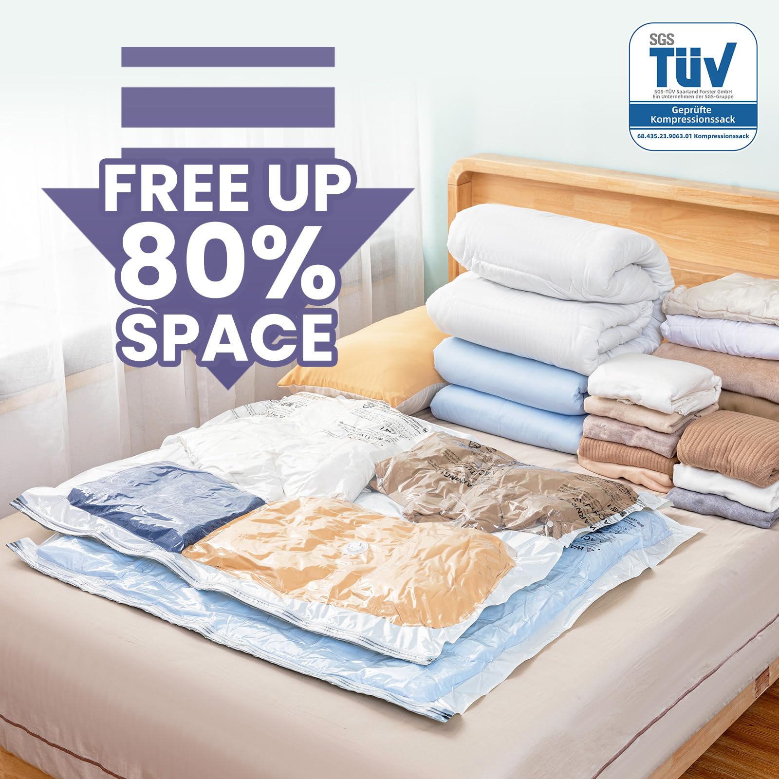 Sacchetti Sottovuoto Per Abiti &ndash; Buste A Compressione Ermetiche Per Vestiti | Sacchetti Sottovuoto Per Biancheria Da Letto, Trasloco, Cambio Di Stagione, Organizzazione Armadio, Camera Universitaria